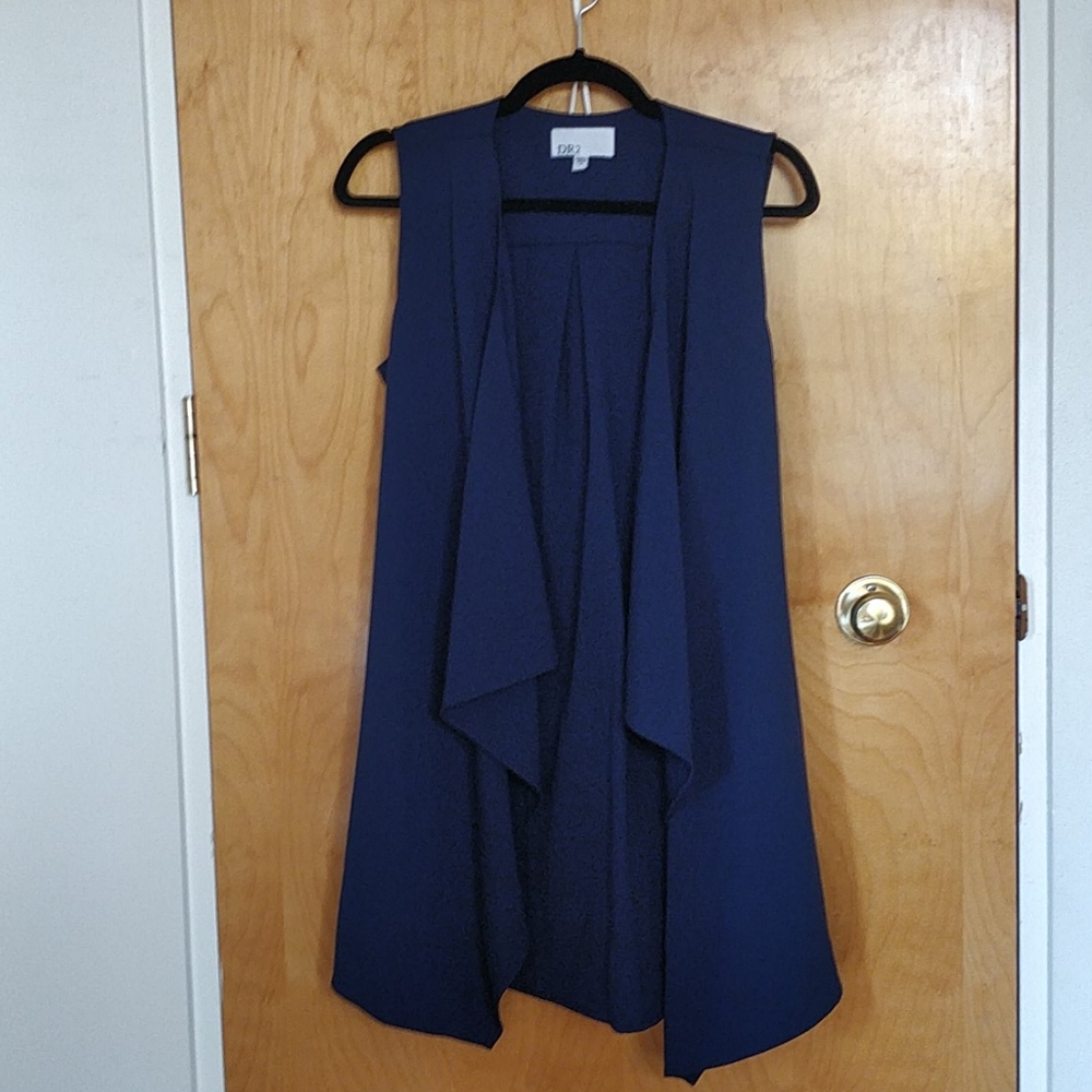 Navy Blue Sleeveless Open Drapey Vest